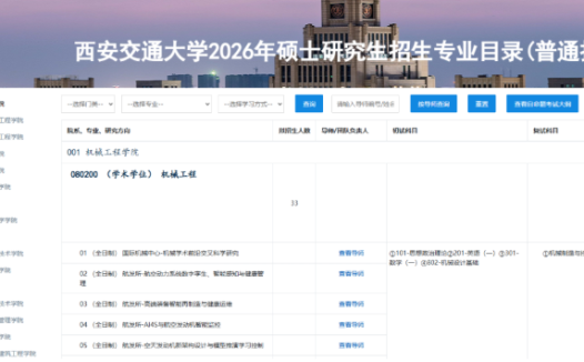 西安交通大学2026年硕士招生章程核心解读，含招生专业目录，招生人数，学习方式，报名时间，初试科目以及专项计划加分项目等